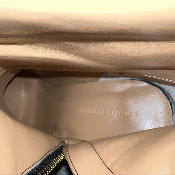 BANANA REPUBLIC Black Leather High Heel Knee High Boots Gold Zipper Sz 8M $300, - Picture 14 of 16